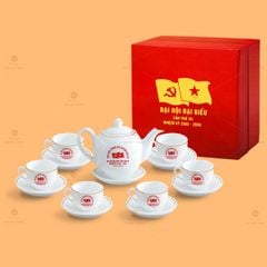 Bộ Ấm Chén Trà Dáng Minh Long Kẻ Vàng