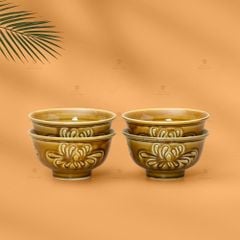 NBộ Bát Cơm Men Nâu Vân Hoa Cúc